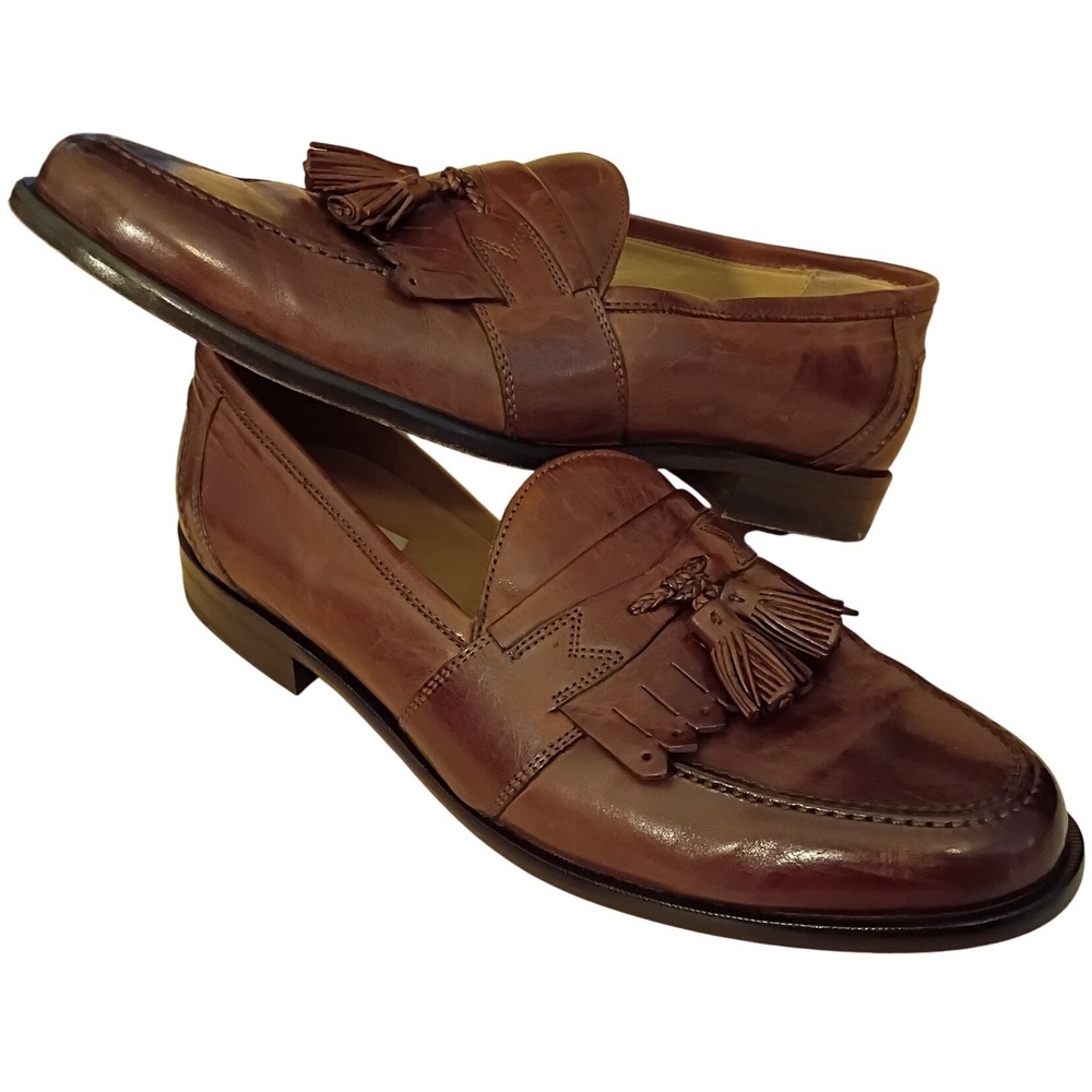Johnston & Murphy Tassel Loafers Mens 10.5M Brown Kiltie Leather Dress Shoes
